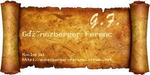 Günszberger Ferenc névjegykártya
